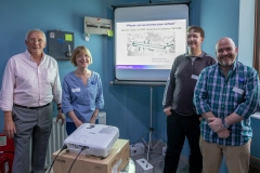 6th June 2018: A packed house for our first ticketed event. “Can we borrow your airfield – The Air Tattoo at RAF Greenham Common 1973-1983” Pictured here are Tim Prince, Meg Thomas, Jonathan Sayers and Steve Marwick